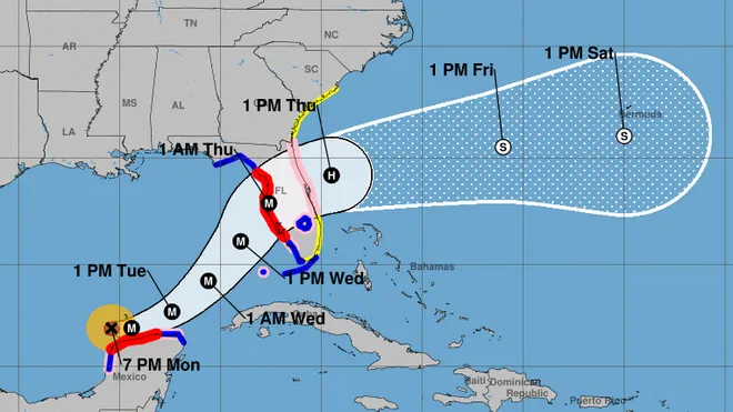 Current Path and Projected Trajectory of Hurricane Milton